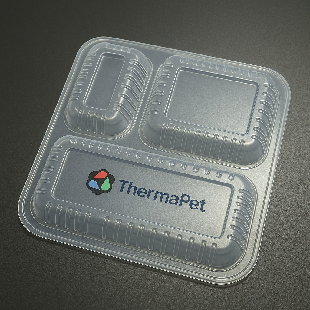 TPET 3-Compartment Tray - Heat Resistant Recyclable PET